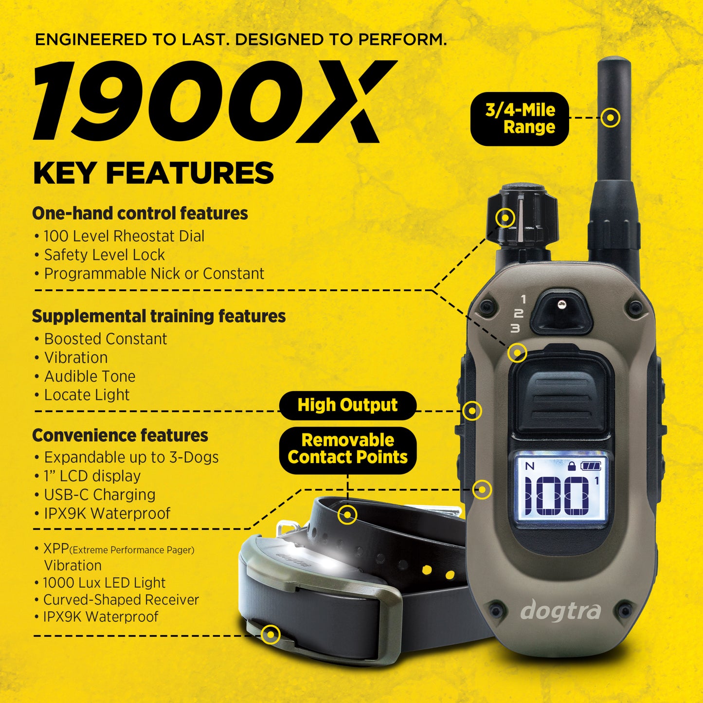 Dogtra 1900X 1-Dog Unit