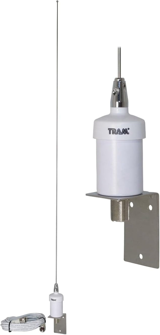 Tram® Pretuned VHF 6-dB-Gain Marine L-Bracket-Mount 35-Inch Fiberglass Antenna with RG58 Cable and PL-259 Connectors